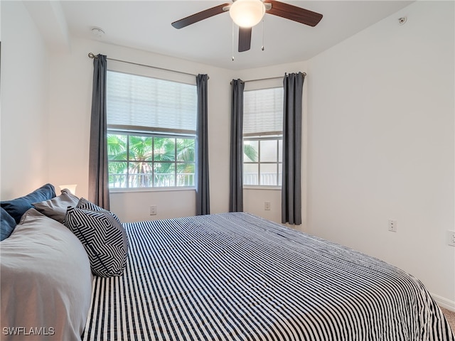 bedroom featuring ceiling fan