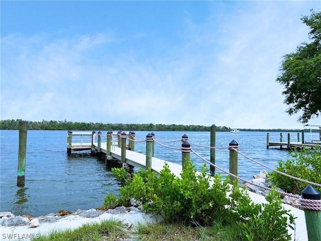 view of dock featuring a water view