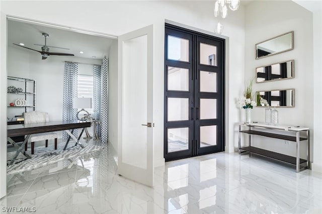 entrance foyer featuring french doors