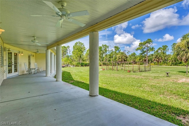 view of patio / terrace with ceiling fan