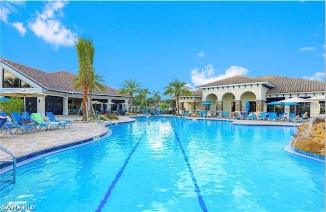 view of pool with a patio area