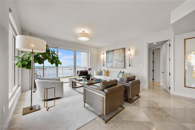 view of tiled living room