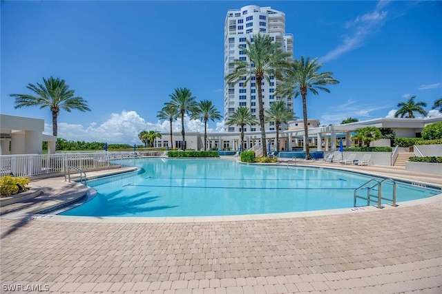 view of pool featuring a patio