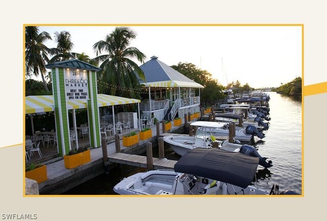 view of dock featuring a water view