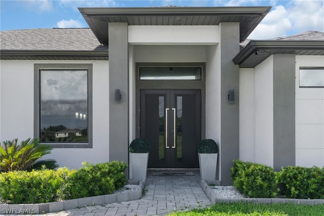 property entrance with french doors