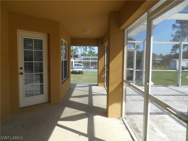 view of unfurnished sunroom