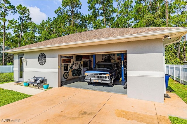 view of garage