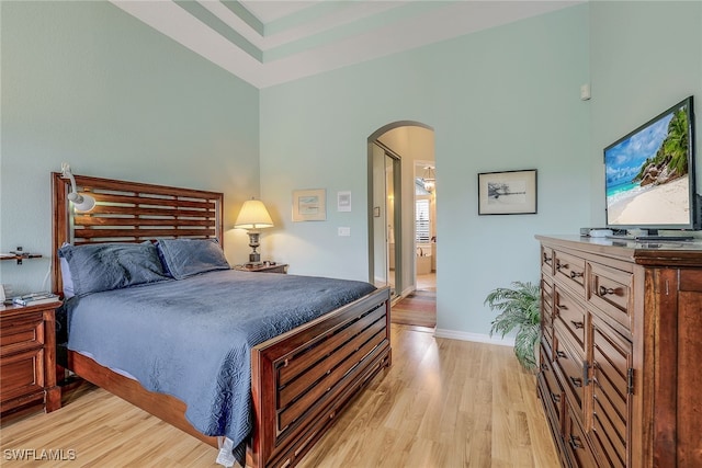 bedroom with light hardwood / wood-style floors