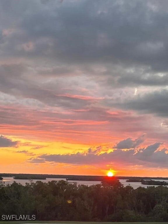 nature at dusk with a water view