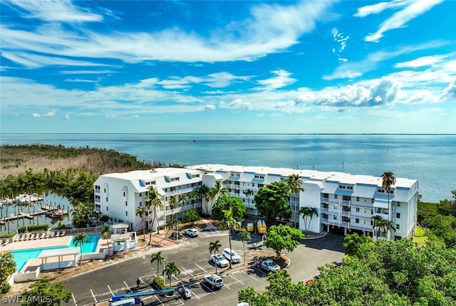 bird's eye view featuring a water view