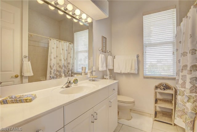 bathroom featuring tile patterned floors, toilet, and vanity