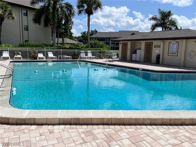 view of swimming pool featuring a patio