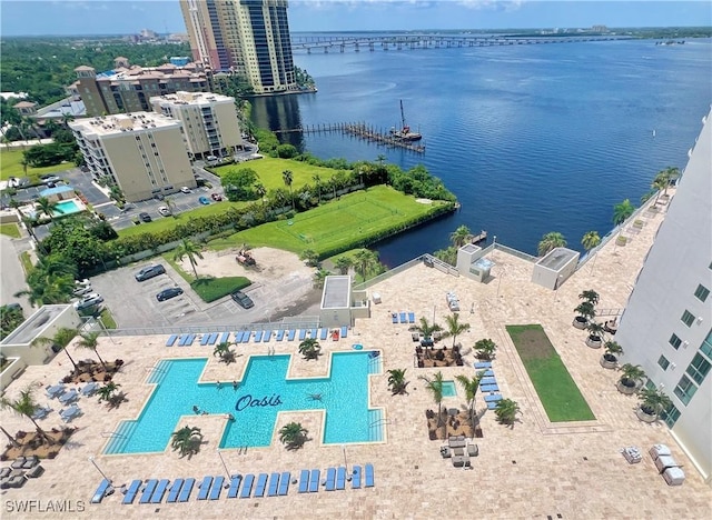 3000 Oasis Grand Blvd Unit 1606, Fort Myers, FL 33916 - birds eye view of property with a city view and a water view
