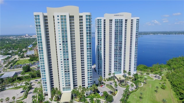 view of property with a water view