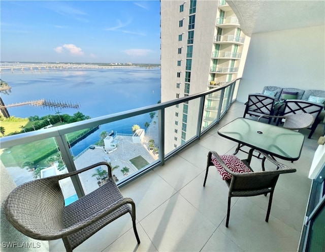 balcony with a water view