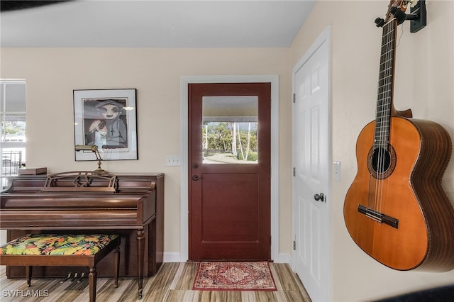 doorway featuring light wood-type flooring