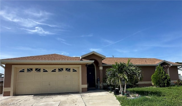 single story home with a garage