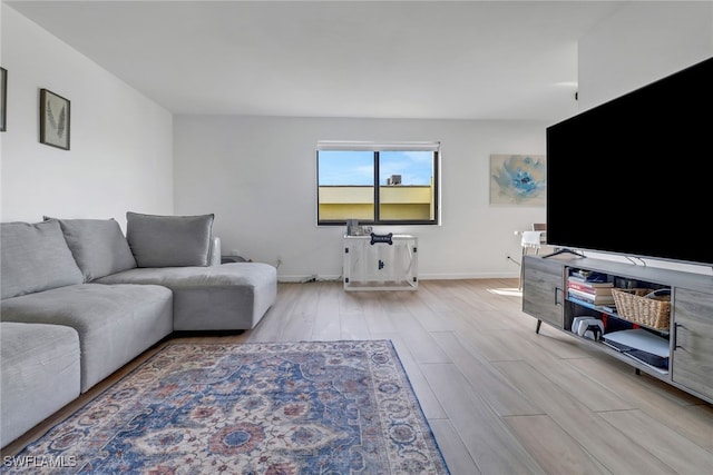 living room featuring light hardwood / wood-style floors