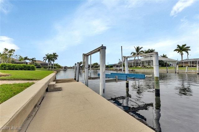 view of dock featuring a water view