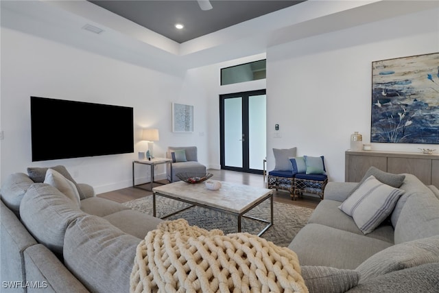 living room featuring hardwood / wood-style flooring