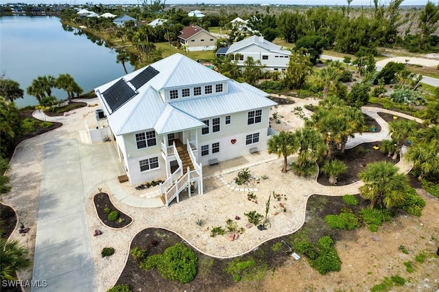 bird's eye view featuring a water view