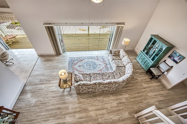 living room featuring light hardwood / wood-style floors