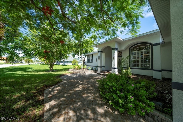 exterior space with a lawn