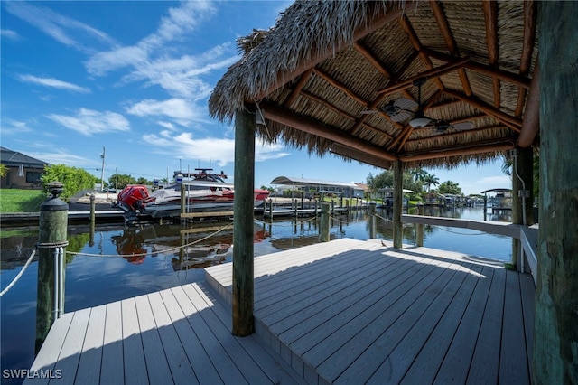 view of dock featuring a water view