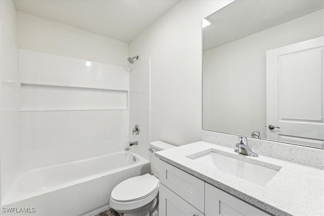 full bathroom featuring vanity, toilet, and bathing tub / shower combination