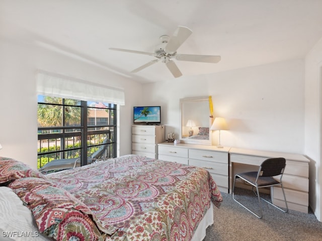 bedroom with carpet floors and ceiling fan