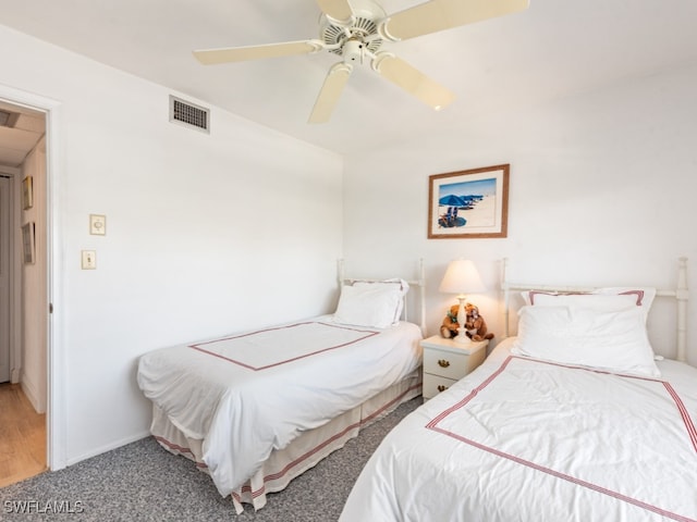 bedroom with carpet and ceiling fan