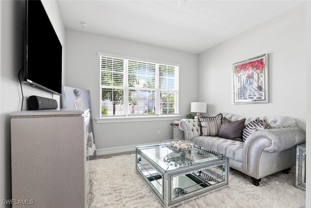 living area with baseboards