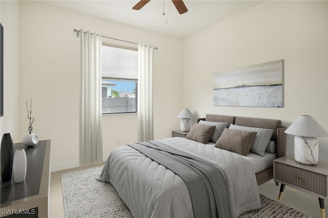 bedroom featuring ceiling fan