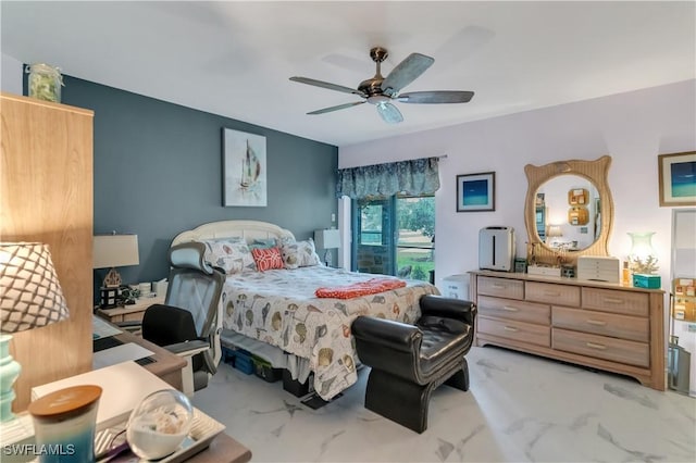 bedroom featuring ceiling fan