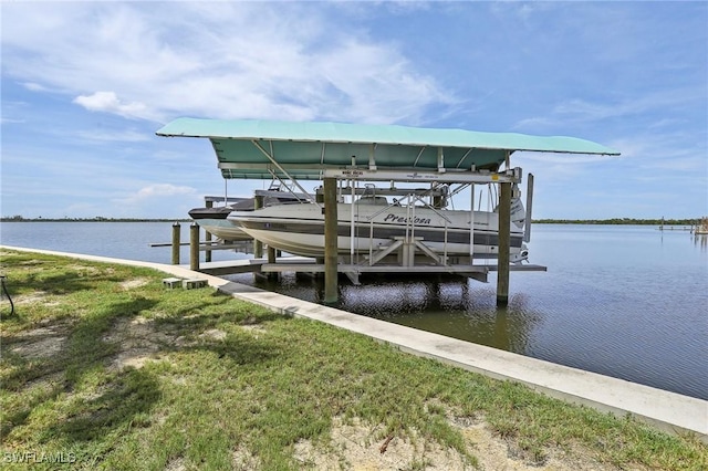 8335 Main St, Bokeelia, FL 33922 - view of dock with a water view and boat lift
