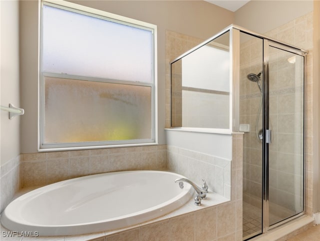 bathroom with plus walk in shower