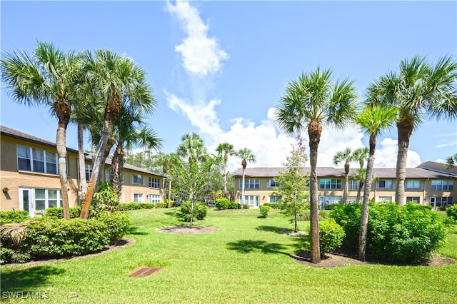 view of home's community with a lawn