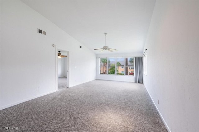 4130 Looking Glass Ln Unit 3802, Naples, FL 34112 - empty room featuring lofted ceiling, ceiling fan, and carpet floors