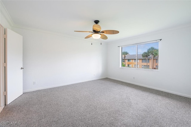 4130 Looking Glass Ln Unit 3802, Naples, FL 34112 - carpeted empty room featuring ornamental molding and a ceiling fan