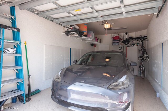 garage with a garage door opener