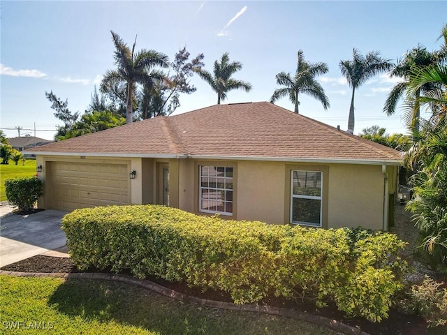 single story home with a garage