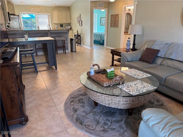 view of tiled living room