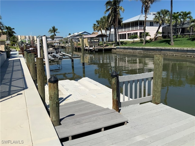 view of dock featuring a water view