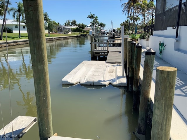 view of dock featuring a water view