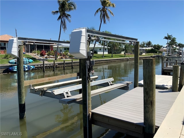 dock area featuring a water view