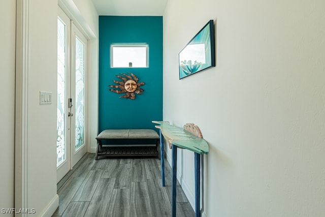 doorway to outside featuring light wood-type flooring