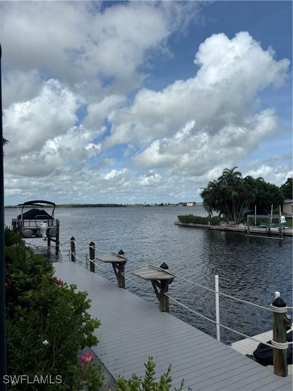 view of dock featuring a water view