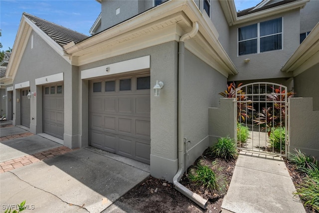 exterior space featuring a garage