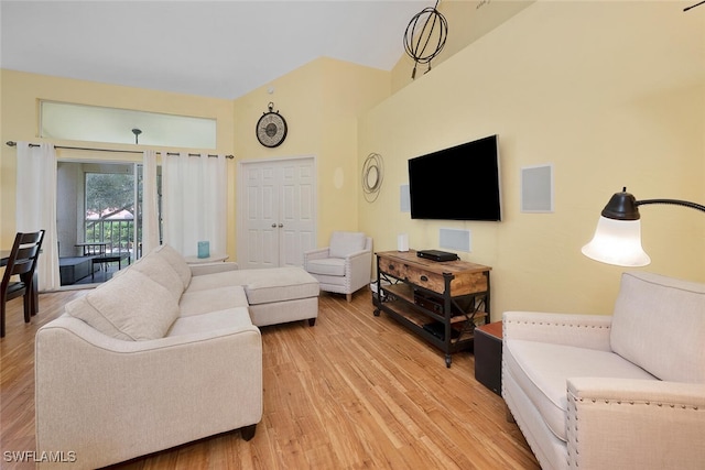 living room featuring light wood-type flooring