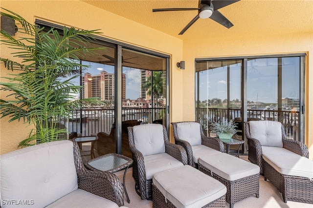 view of patio / terrace featuring outdoor lounge area and ceiling fan